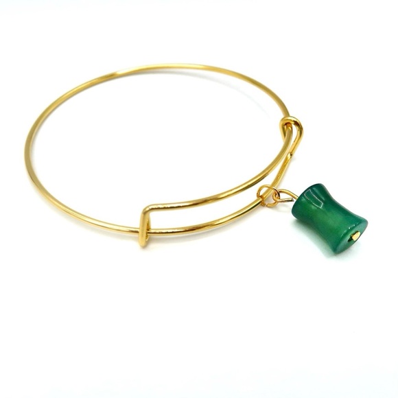 IMPERIAL JADE BAMBOO BANGLE (HAND-CARVED) - Picture 2 of 3